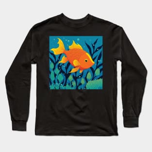 Cute Goldfish Illustration Long Sleeve T-Shirt